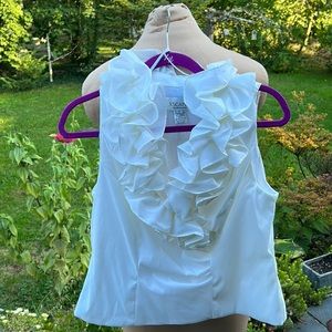 Xscape By Joanna Chen White ruffle collar blouse